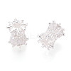 925 Sterling Silver Pave Clear Cubic Zirconia Drum Beads STER-T008-39S-3