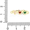 Brass Colorful Cubic Zirconia 3 Heart Connector Charms KK-D325-02G-3