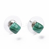 Natural Malachite Ear Studs EJEW-K091-01P-03-2