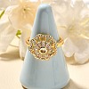 Flower Rotatable Finger Ring for Women RJEW-U035-01G-05-2