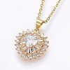 Brass Cubic Zirconia Pendant Necklaces NJEW-H486-03G-1