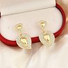 Brass Micro Pave Clear Cubic Zirconia Dangle Stud Earrings for Women LS-EJEW-F352-05G-02-4