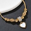 European Style Polymer Clay Rhinestones & 201 Stainless Steel & Natural Shell Charm Bracelets BJEW-G765-03G-02-2