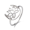Non-Tarnish Hollow Out Lotus 304 Stainless Steel Finger Ring for Women LS-RJEW-E073-06P-1