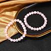 Dyed Natural Selenite Round Beaded Stretch Bracelets for Women G-U005-02L-1