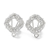 Hollow Rhombus Brass Micro Pave Cubic Zirconia Stud Earrings Finding KK-E083-05P-1