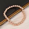 Brass Round Beaded Stretch Bracelets for Men Women BJEW-B148-05D-RG-3