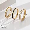 3Pcs Hollow Out 304 Stainless Steel Micro Pave Clear Cubic Zirconia with Enamel Finger Rings FS-WGFDE09-07-2