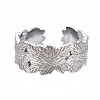 Non-Tarnish 304 Stainless Steel Leaf Wrap Open Cuff Ring LS-RJEW-T023-27P-1