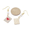 Alloy Crystal Rhinestone Rectangle with Heart Dangle Earrings EJEW-JE05491-02-2