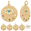 6Pcs Brass Micro Pave Colorful Cubic Zirconia Pendants KK-BBC0002-34-1