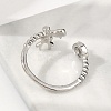 Dolphin Brass Micro Pave Cubic Zirconia Cuff Rings for Women RJEW-K240-10P-3