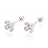 925 Sterling Silver Micro Pave Clear Cubic Zirconia Flower Stud Earrings STER-N016-86P-1
