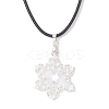Electroplate Glass & TOHO Round Seed Beaded Snowflake Pendant Black Waxed Cotton Cord Necklaces for Women NJEW-MZ00125-2