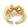 Rack Plating Brass Micro Pave Clear Cubic Zirconia Cuff Ring RJEW-P104-02G-3