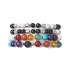 4Pcs 4 Style Natural & Synthetic Mixed Gemstone Strech Bracelets Set BJEW-JB09347-6