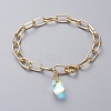 AB Color Half Electroplated Glass Anklets AJEW-AN00283-1
