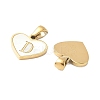 304 Stainless Steel Pave Natural White Shell Heart with Initial Slice Pendants STAS-R168-25G-D-2