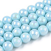 Electroplate Opaque Glass Beads Strands GLAA-T032-P8mm-AB10-1