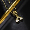 Brass Micro Pave Clear Cubic Zirconia Cloud Rainbow Pendant Necklaces NJEW-C071-02G-3