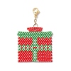 Christmas Gift Box Glass Seed Pendant Decoration HJEW-JM02107-1