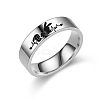 Rabbit with ECG Pattern 201 Stainless Steel Finger Rings FS-WGE99FF-06-1