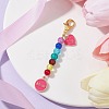 Mother's Day Flat Round with Word Mom & Heart Alloy Enamel Pendant Decorations HJEW-JM01510-4