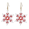 304 Stainless Steel Glass Seed Beads Snowflake Dangle Earrings EJEW-MZ00537-03-3