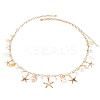 Bohemian Natural Shell & Plastic Imitation Pearl Tassel Chain Belts AJEW-CY0001-06A-1