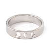 Non-Tarnish 201 Stainless Steel Moon and Star Finger Ring for Women LS-RJEW-A006-02P-1