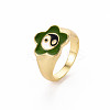 Rack Plating Light Gold Alloy Enamel Wide Band Rings RJEW-Q163-006-RS-3