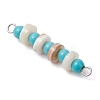 Synthetic Turquoise Round & Natural Freshwater Shell Disc Beaded Connector Charms PALLOY-JF03987-01-3
