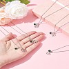 Valentine's Day 304 Stainless Steel & Green Glass Leaf Heart Pendant Cable Chain Necklaces for Women NJEW-FS00014-02-6