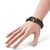 2Pcs 2 Style Natural Lava Rock & Brass Beaded Stretch Bracelets Set BJEW-JB09244-04-2