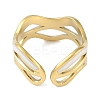 Ion Plating(IP) 304 Stainless Steel Enamel Wave Cuff Finger Rings RJEW-L107-074G-01-3