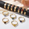 Round Natural Mixed Stone Finger Rings RJEW-C119-01G-2