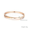 Fashionable 304 Stainless Steel Pave Clear Cubic Zirconia Double-Layer Crossed Roman Numeral Bangles for Women FW8636-1