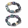 Natural Fire Crackle Agate Bead Stretch Bracelets G-P570-01C-4