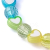Heart & Faceted Round Acrylic Beaded Stretch Bracelets BJEW-JB10245-01-2