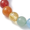 Natural Dyed Blue Lace Agate & Green Aventurine & Dyed Lapis Lazuli & Quartz Crystal & Red Aventurine & Carnelian & Dyed Quartz & Amethyst Beads Stretch Bracelets for Women BJEW-JB12934-01-3