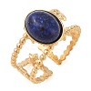 Oval Natural Lapis Lazuli Finger Rings RJEW-Z057-11G-03-1