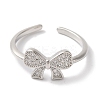 Bowknot Brass Micro Pave Clear Cubic Zirconia Open Cuff Rings for Women LS-RJEW-C098-09P-2