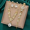 Teardrop & Flower Alloy Crystal Rhinestone Pendant Necklace & Stud Dangle Earrings & Bracelets Sets FS-WGA0F52-04-2