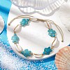 Natural Mixed Cowrie Shell with Synthetic Turquoise Beaded Anklets AJEW-AN00596-02-2