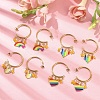 Rainbow Pride Flag Alloy Enamel Dangle Stud Earrings EJEW-JE05385-4