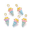 Rack Plating Alloy Enamel Pendants PALLOY-N181-25KCG-01-1