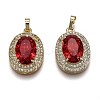 Golden Plated Brass Micro Pave Clear Cubic Zirconia Pendants ZIRC-F123-02L-1