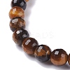Natural Rainbow Moonstone & Tiger Eye Round Beads Stretch Bracelet for Women BJEW-JB07293-01-3