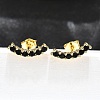 Black Cubic Zirconia Curved Bar Stud Earrings EJEW-G297-14G-4
