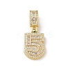 Brass Clear Cubic Zirconia European Dangle Charms LS-KK-R003-01G-05-2